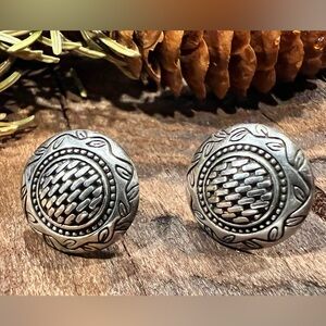 Brighton Round Earrings Fine Silver .999 Plated Basket Weave Rope